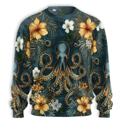 Tropical Floral Octopus Sweatshirt – Tropical 3D All Over Print Design