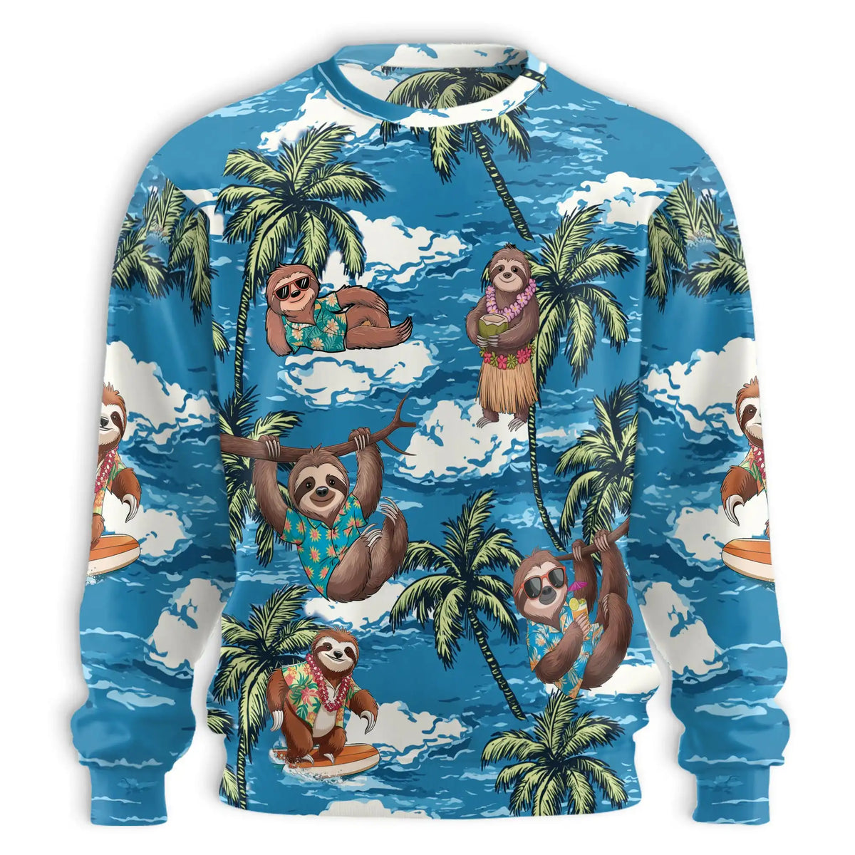 Sloth Ocean Sweatshirt – Tropical 3D All Over Print Design