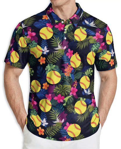 Softball Hawaiian 3D Polo Shirt for Men | Azhawaiian