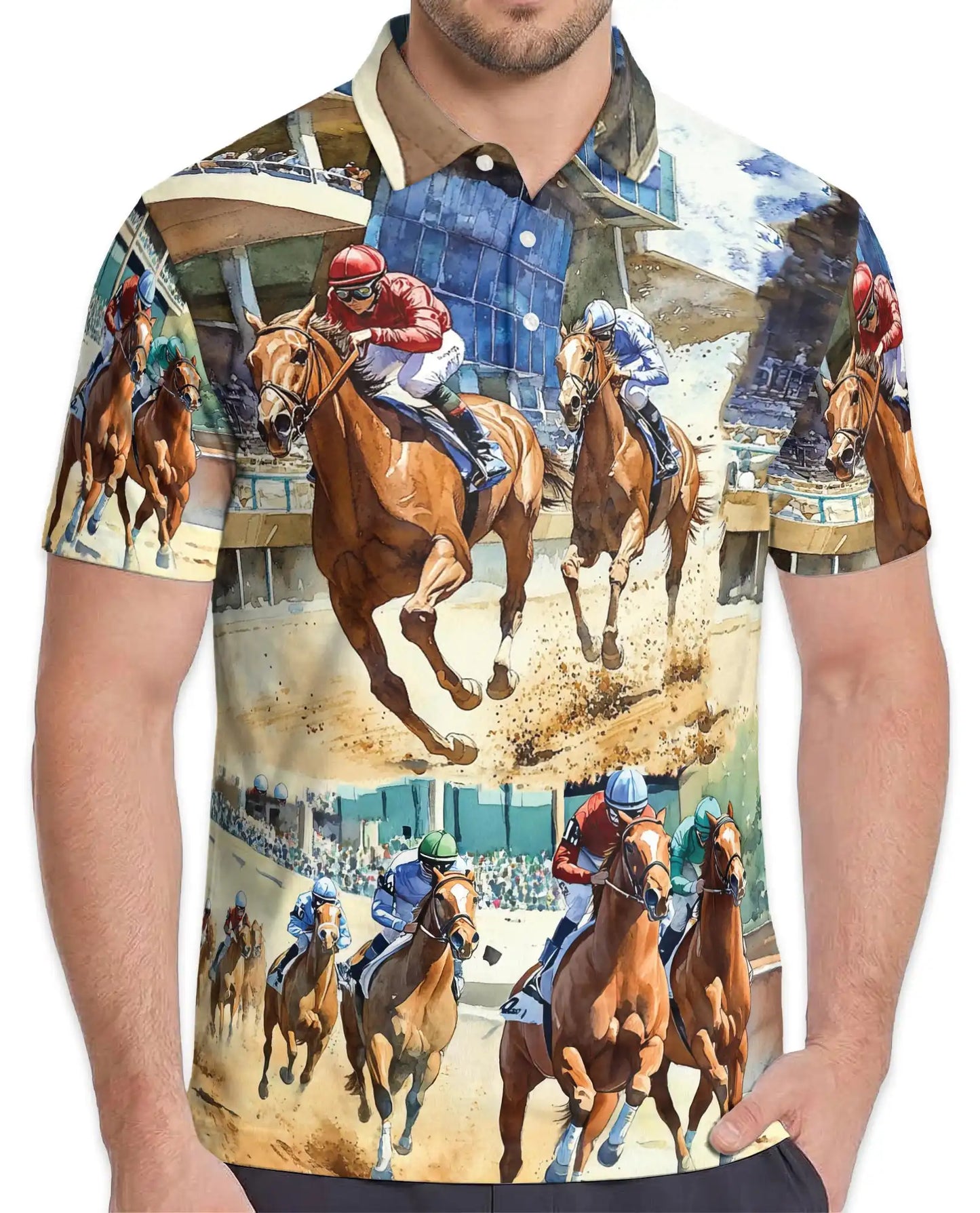 Horse Racing Polo Shirt Print | Azhawaiian