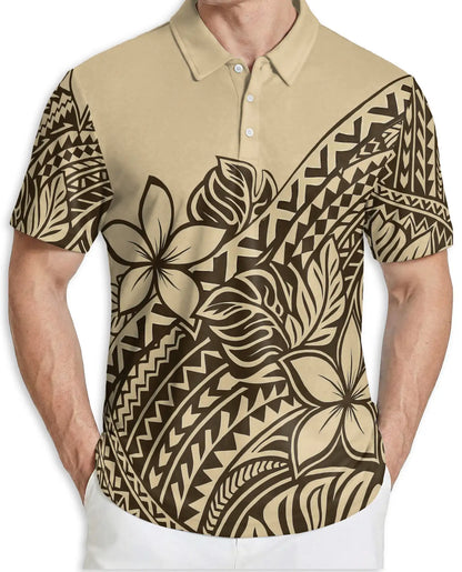 Polynesian Plumeria Tribal Polo Shirt-Hawaiian Island Pattern Design | Azhawaiian