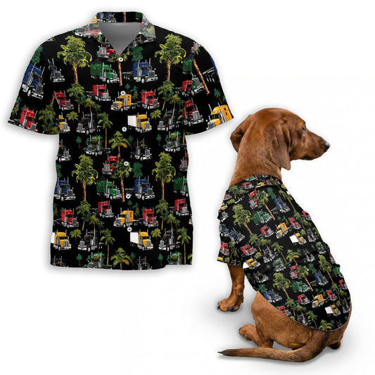 Truck Matching Dog Owner Hawaiian Shirts, Funny Pet Aloha Shirt for Beach Vacation - Azhawaiian