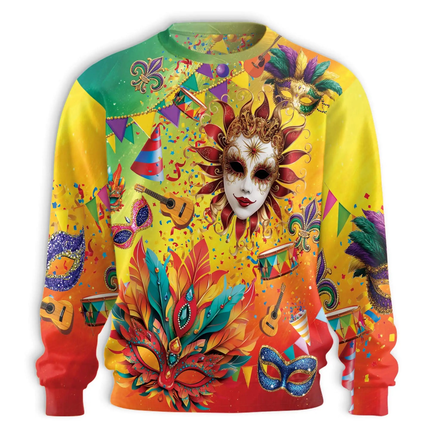Colorful Masquerade Party Sweatshirt – Colorful Graphic 3D All Over Print Design
