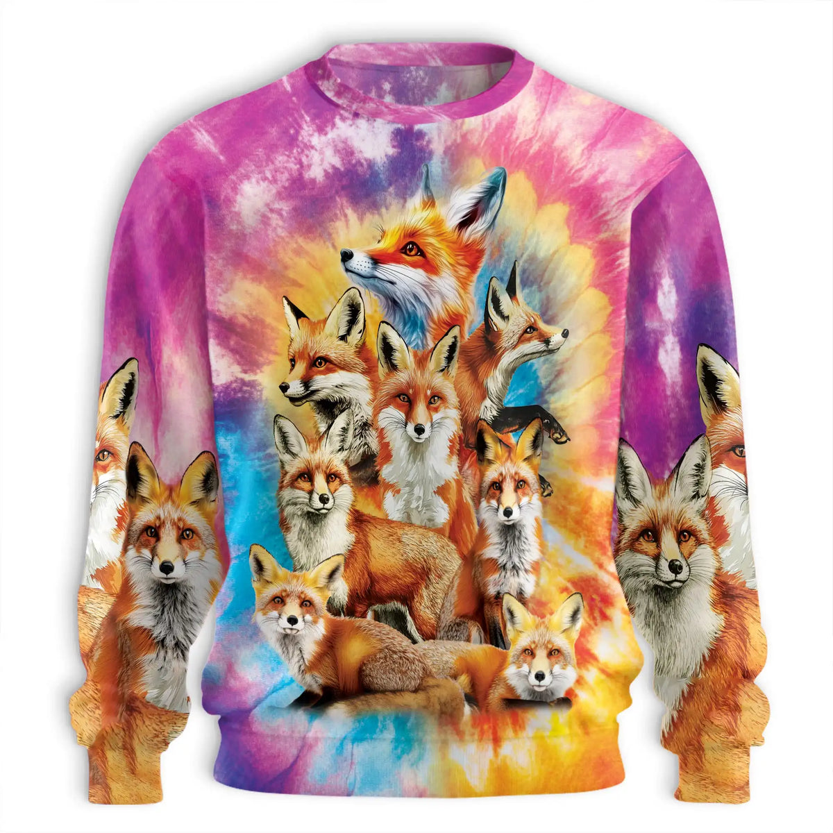 Colorful Fox Sweatshirt – Colorful Graphic 3D All Over Print Design