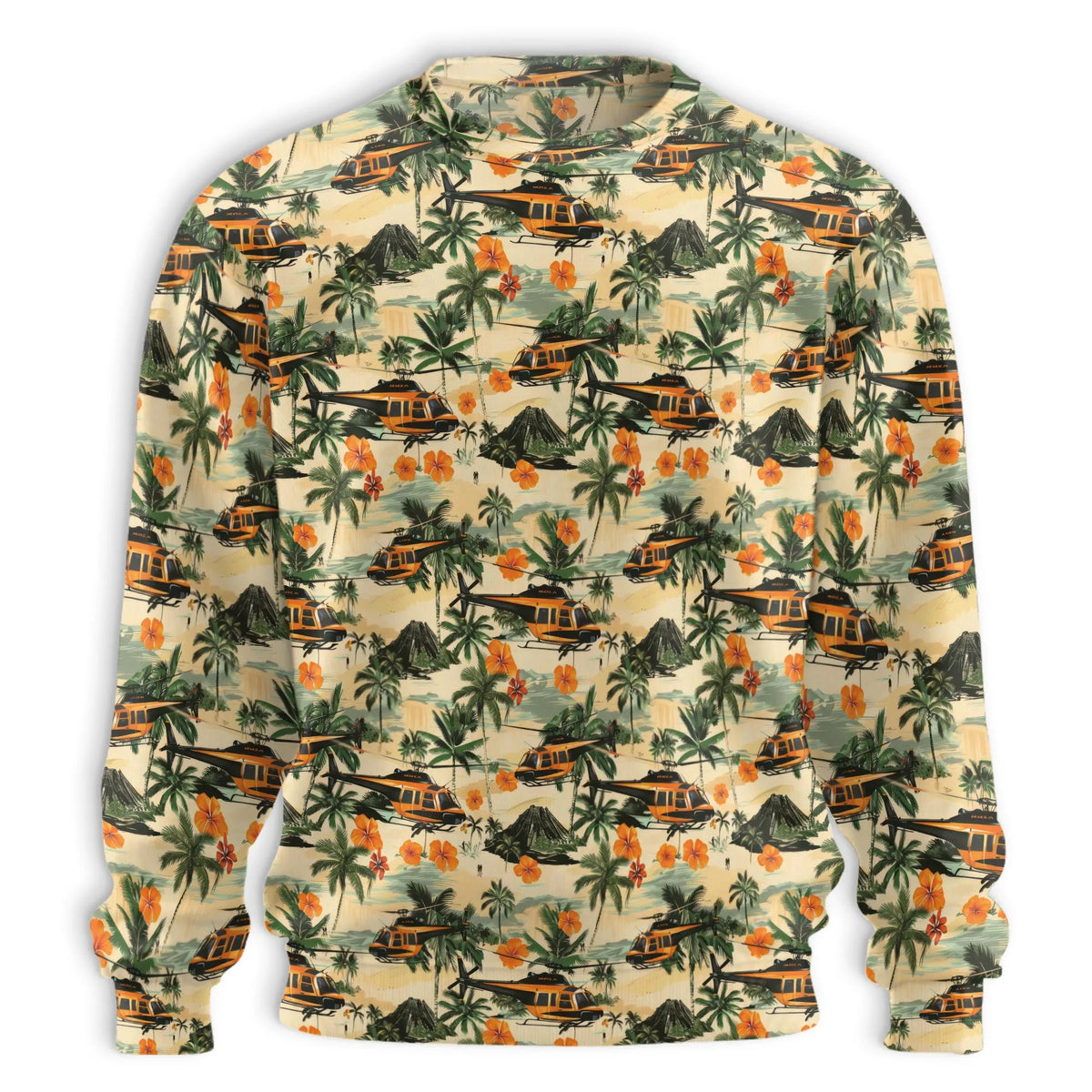 Helicopter Tropical Print Sweatshirt – Tropical 3D All Over Print Design