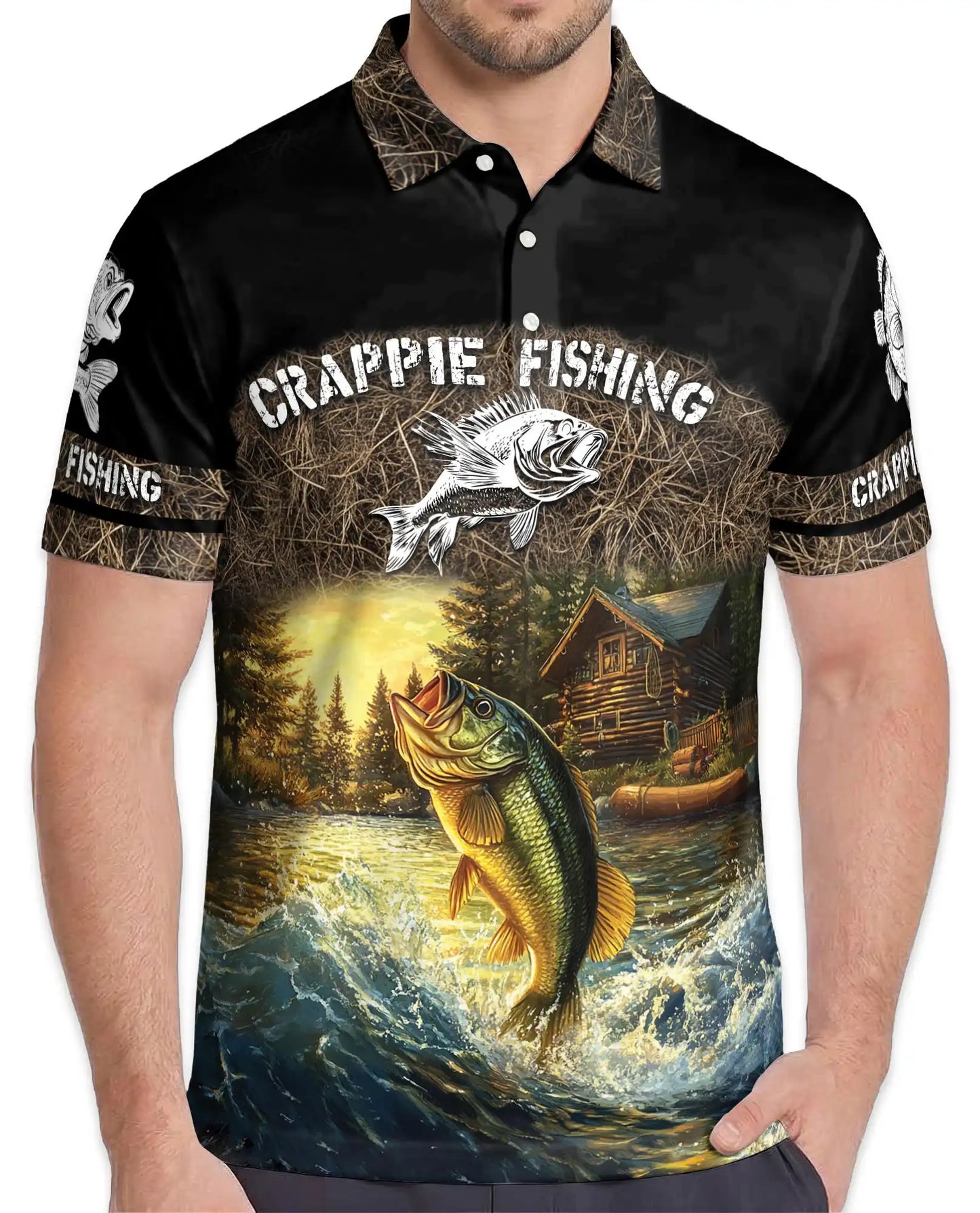 Crappie Fishing Polo Shirt, Bass Lake Outdoor Style | Azhawaiian