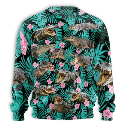 Crocodile Alligator Green Tropical Sweatshirt – Tropical Jungle 3D All Over Print Design