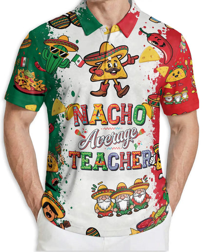 Fiesta Teacher Polo Shirt, Mexican Taco Party Print | Azhawaiian