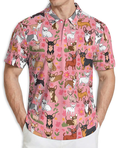 Cute Chihuahua Floral Pattern Polo Shirt | Azhawaiian