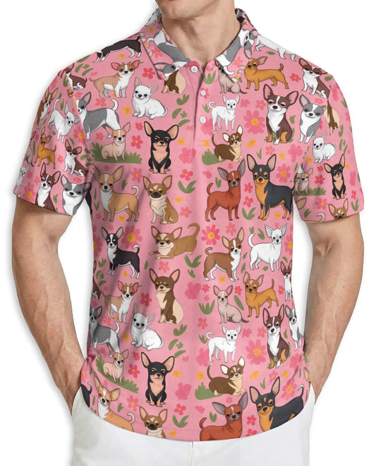 Cute Chihuahua Floral Pattern Polo Shirt | Azhawaiian