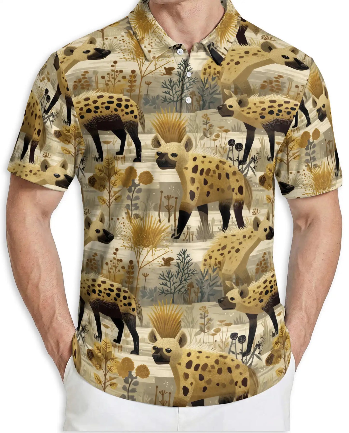 Safari Hyena Wildlife Polo Shirt African Animal Nature Pattern Design | Azhawaiian