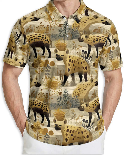 Safari Hyena Wildlife Polo Shirt African Animal Nature Pattern Design