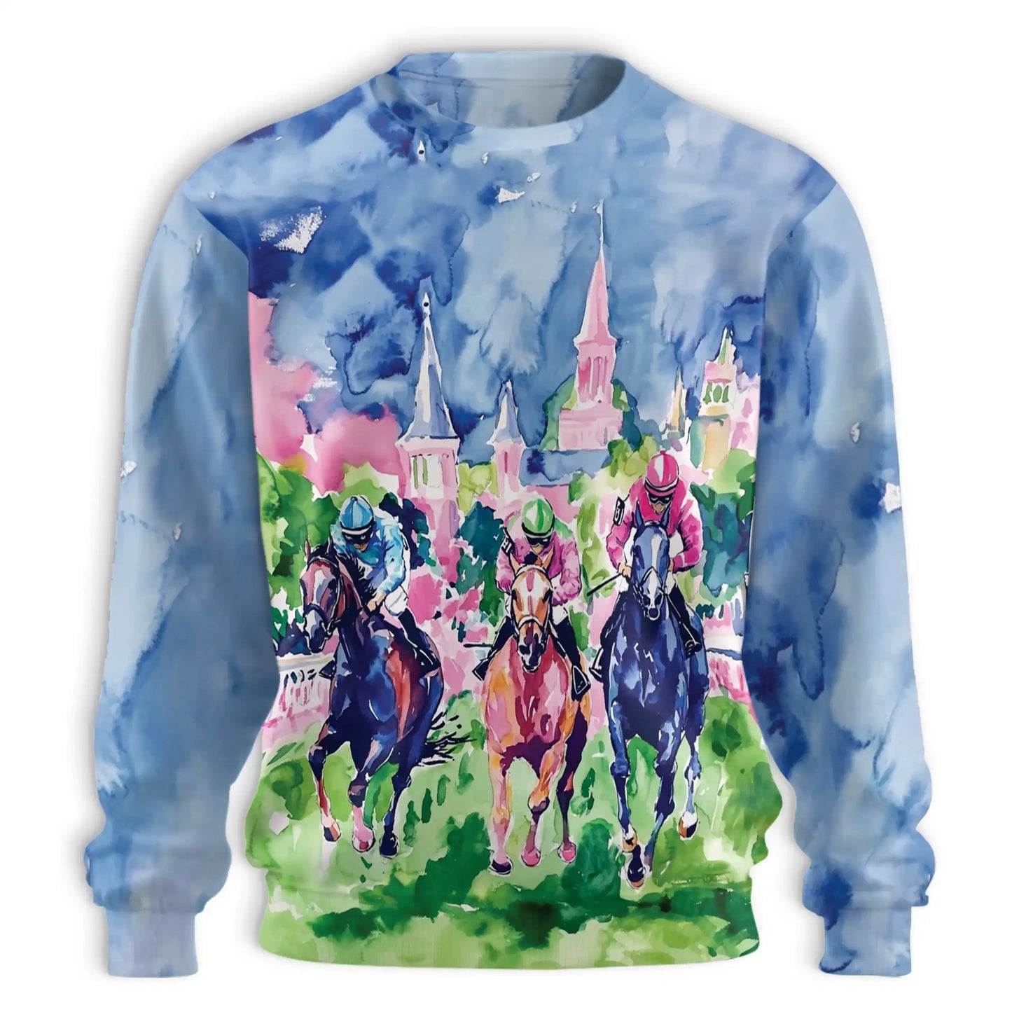 Watercolor Horse Racing Sweatshirt – Colorful Graphic 3D All Over Print Design