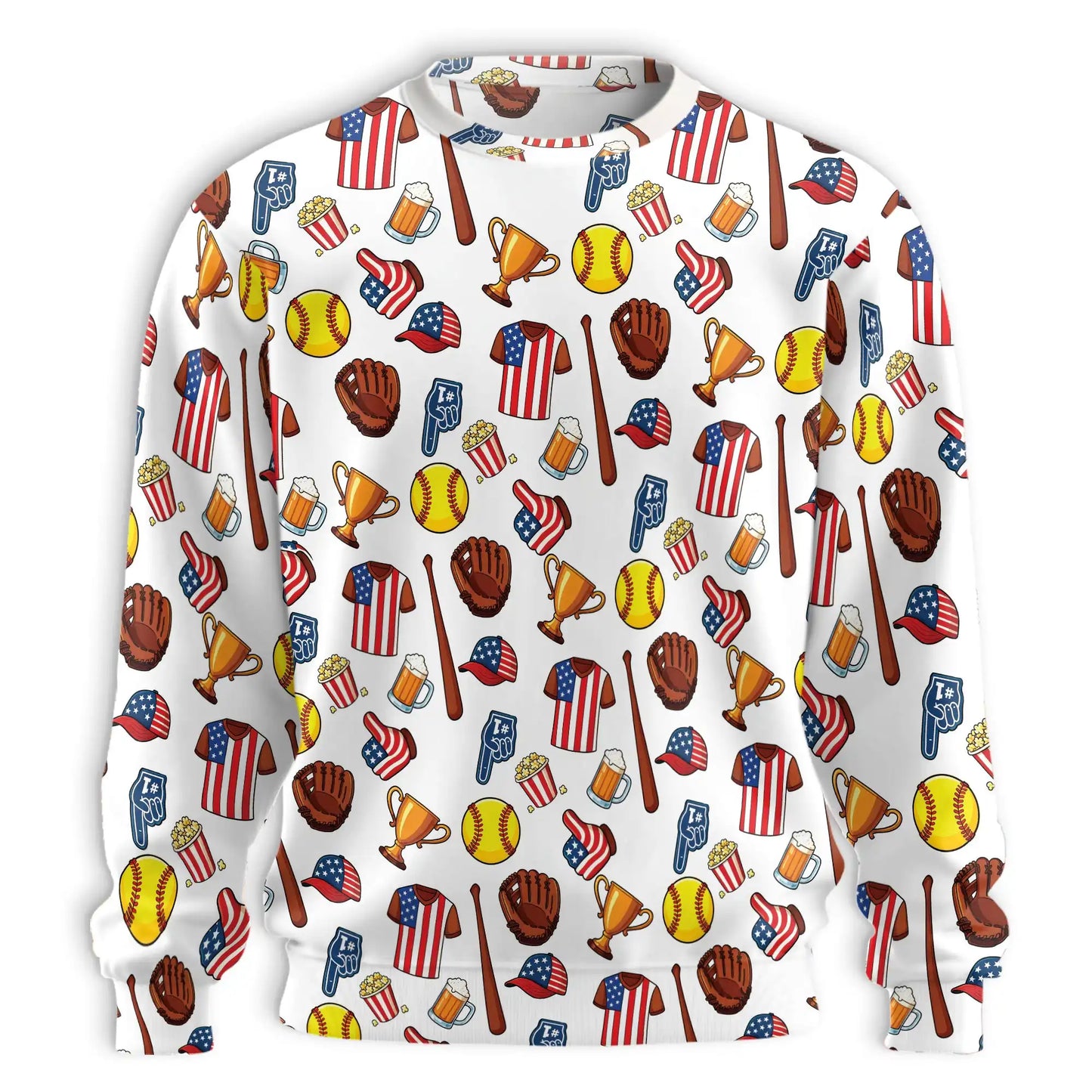Baseball Pattern Sweatshirt – Colorful Graphic 3D All Over Print Design