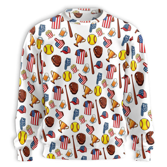 Baseball Pattern Sweatshirt – Colorful Graphic 3D All Over Print Design