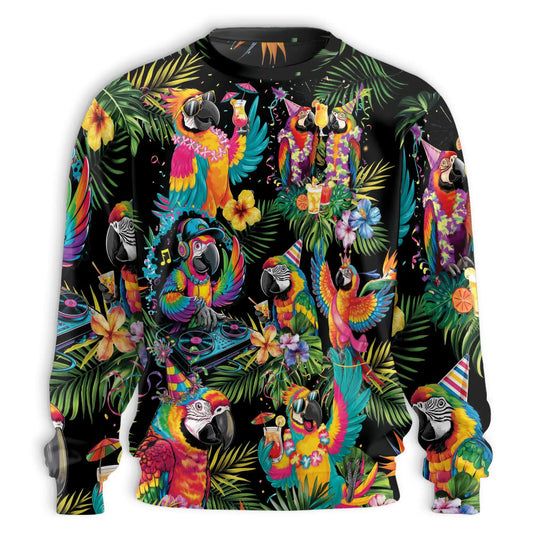 DJ Parrot Tropical Pattern Sweatshirt – Tropical 3D All Over Print Design
