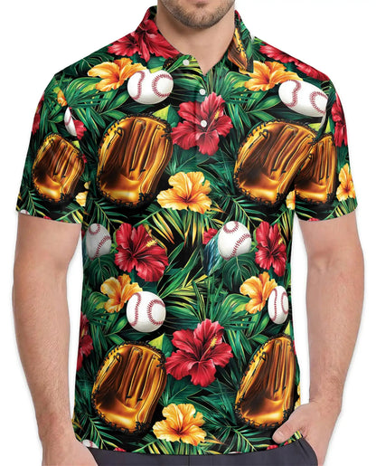 Baseball Tropical Polo Shirt - Hawaiian Sports Fan Style | Azhawaiian