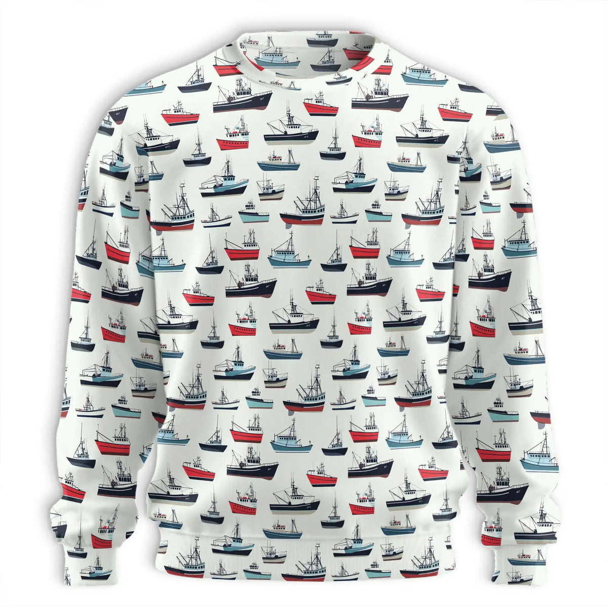Fishing Boat Pattern Sweatshirt – Colorful Graphic 3D All Over Print Design