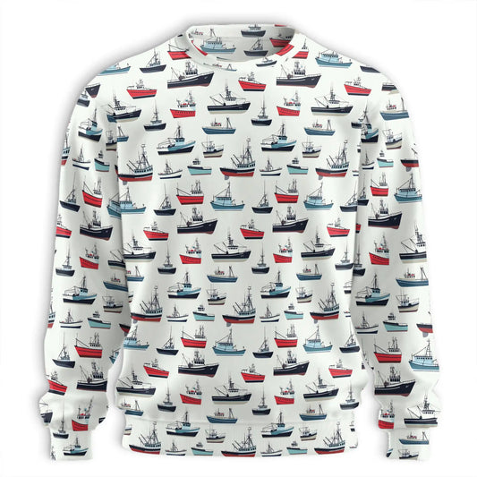 Fishing Boat Pattern Sweatshirt – Colorful Graphic 3D All Over Print Design
