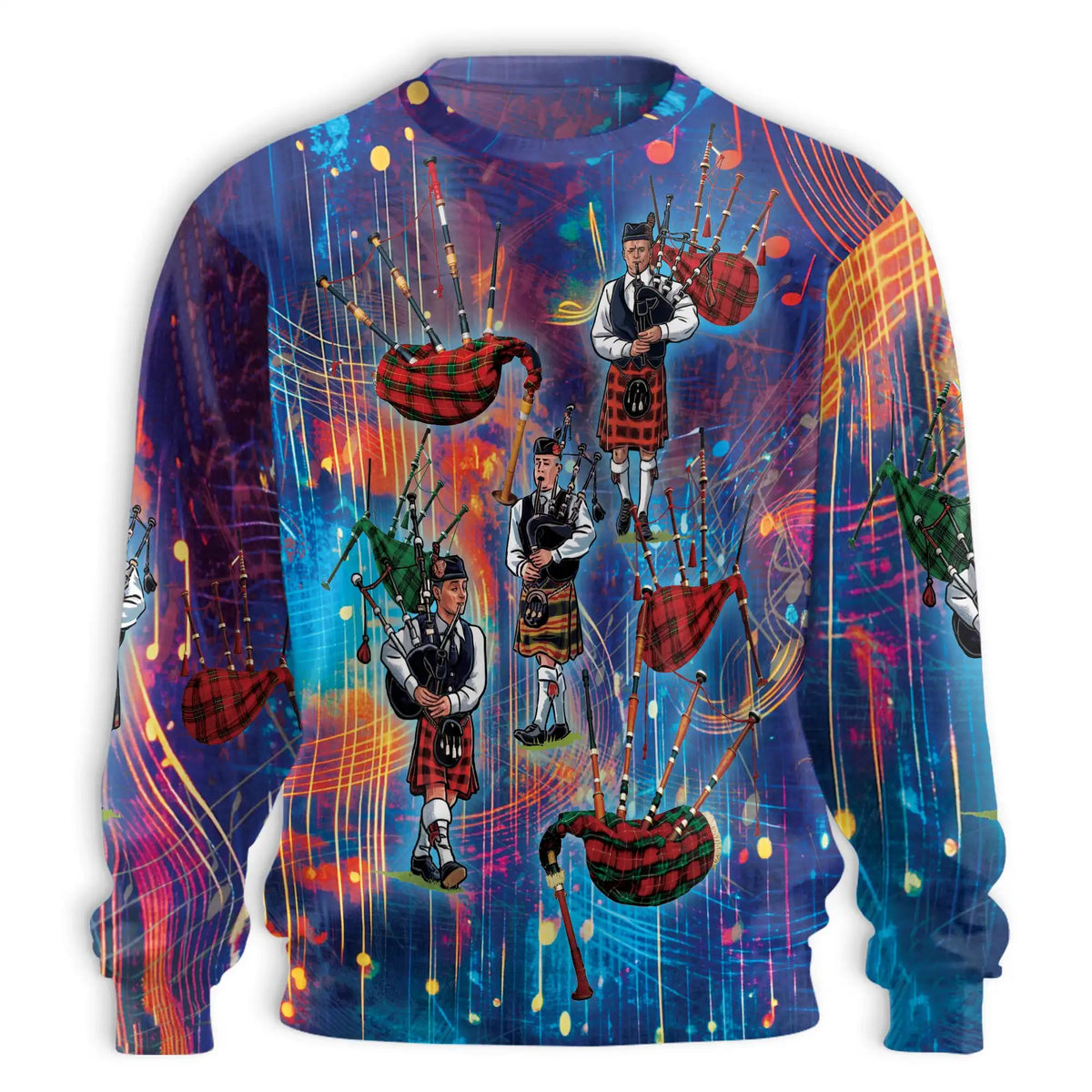 Bagpipes Player Sweatshirt – Colorful Graphic 3D All Over Print Design