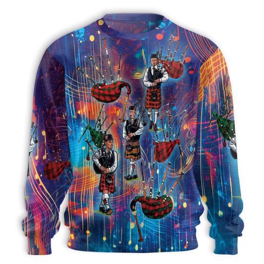 Bagpipes Player Sweatshirt – Colorful Graphic 3D All Over Print Design