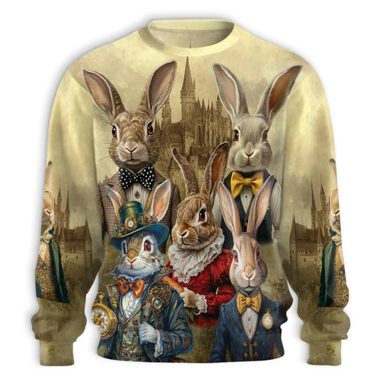 Vintage Rabbit Art Sweatshirt – Vintage 3D All Over Print Design