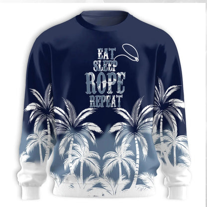 Eat Sleep Rope Repeat Sweatshirt – Colorful Graphic 3D All Over Print Design