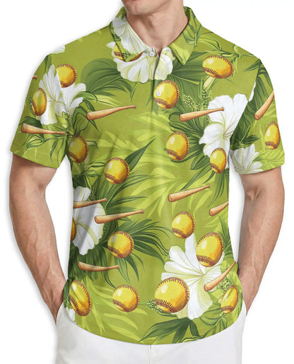 Baseball Hawaiian Polo Shirt, Tropical Sport Style | Azhawaiian