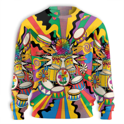 Peace Love Drums Sweatshirt – Colorful Graphic 3D All Over Print Design