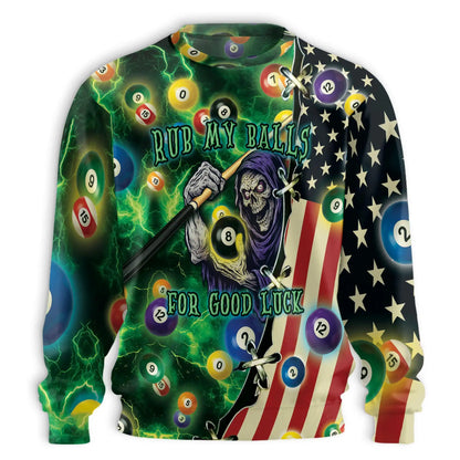 Rub My Balls for Good Luck Billiard Sweatshirt – Colorful Graphic 3D All Over Print Design