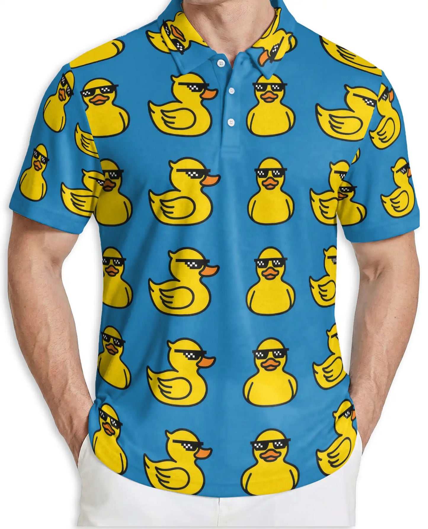 Cool Duck Polo Shirt, Funny Sunglasses Print | Azhawaiian