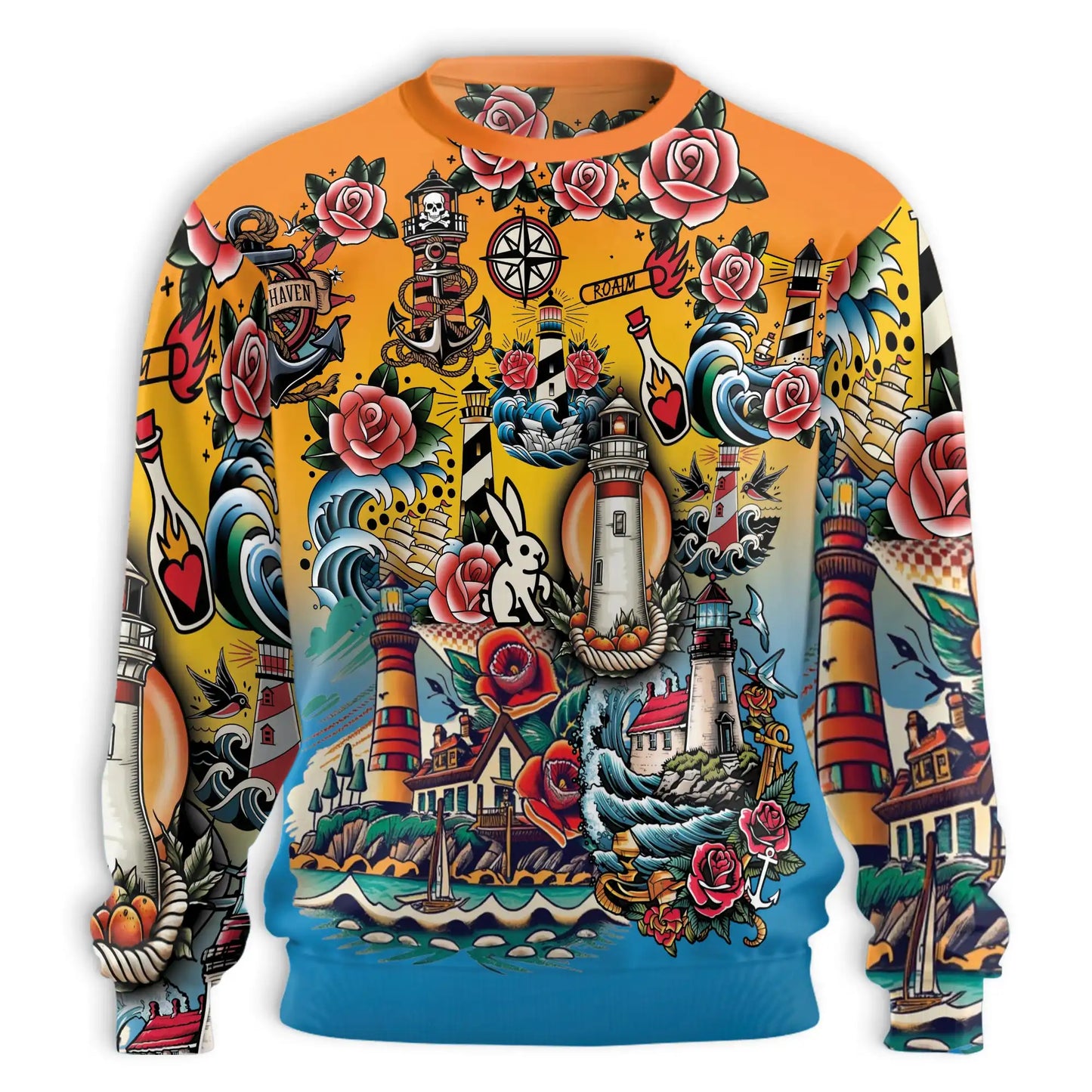 Traditional Lighthouse Sweatshirt – Colorful Graphic 3D All Over Print Design