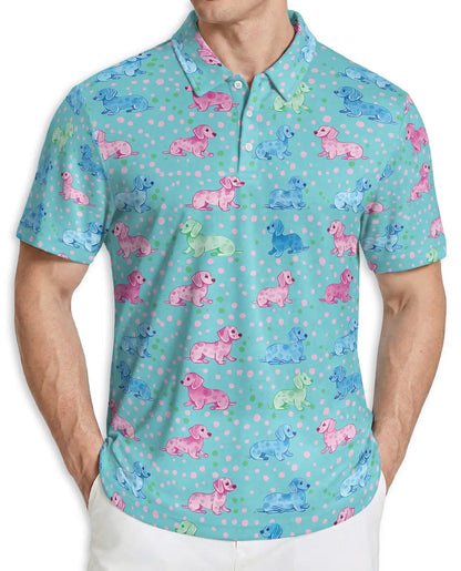 Cute Dachshund Polka Dot Polo Shirt | Azhawaiian