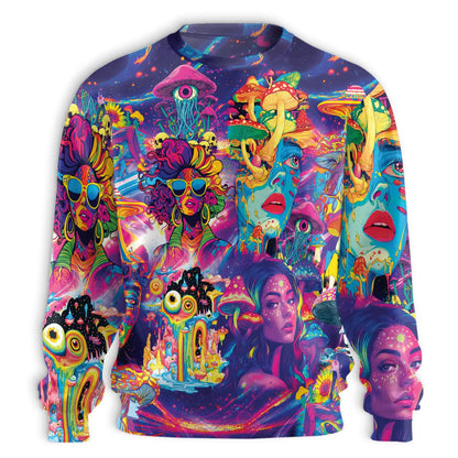 Beauty Hippie Mushroom Sweatshirt – Colorful Graphic 3D All Over Print Design