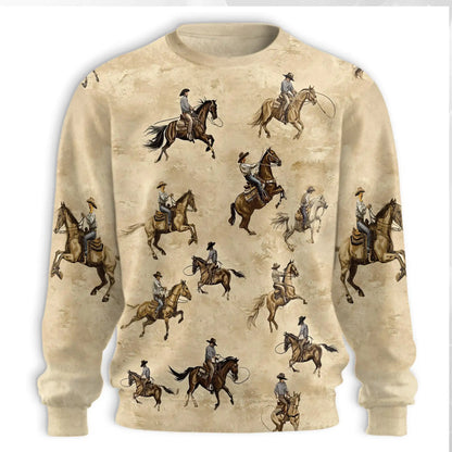 Brown Horse Rodeo Sweatshirt – Colorful Graphic 3D All Over Print Design