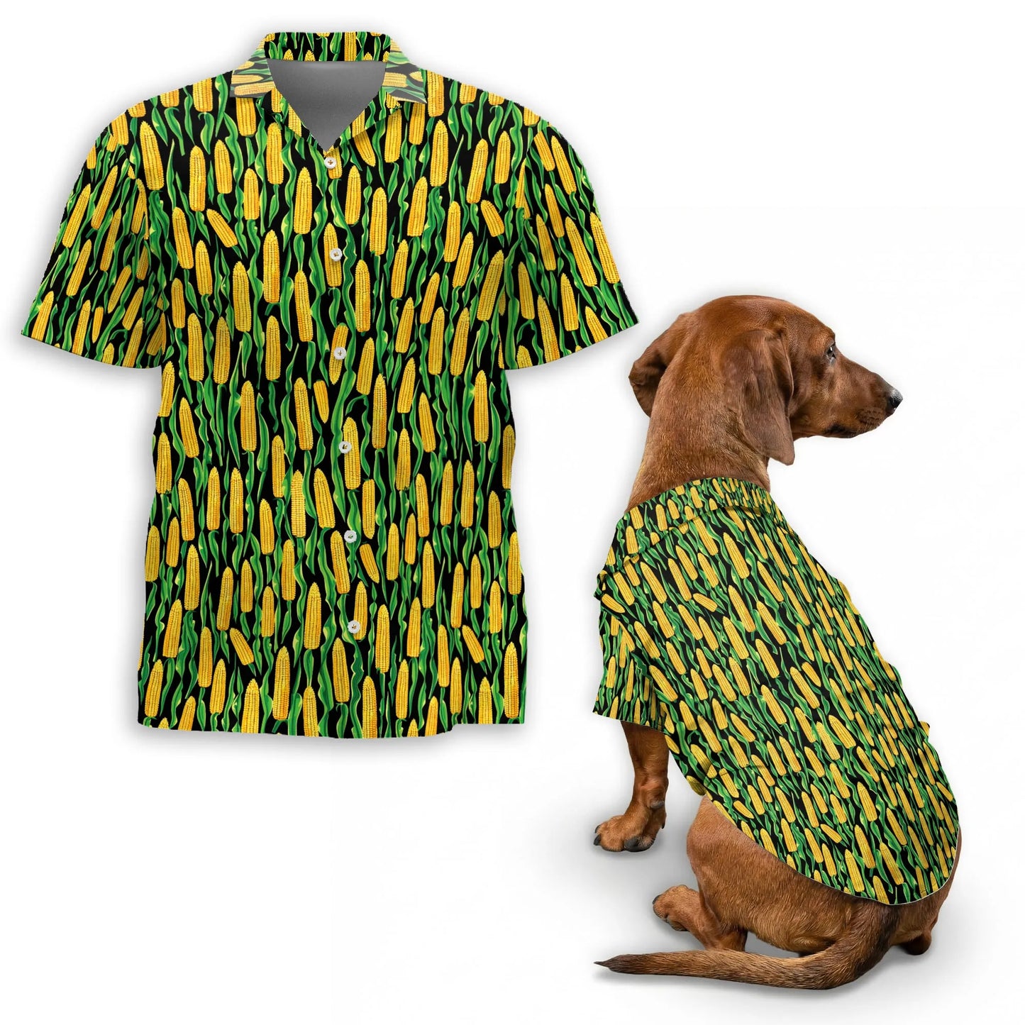 Corn Matching Dog Owner Hawaiian Shirts, Funny Pet Aloha Shirt for Beach Vacation - Azhawaiian