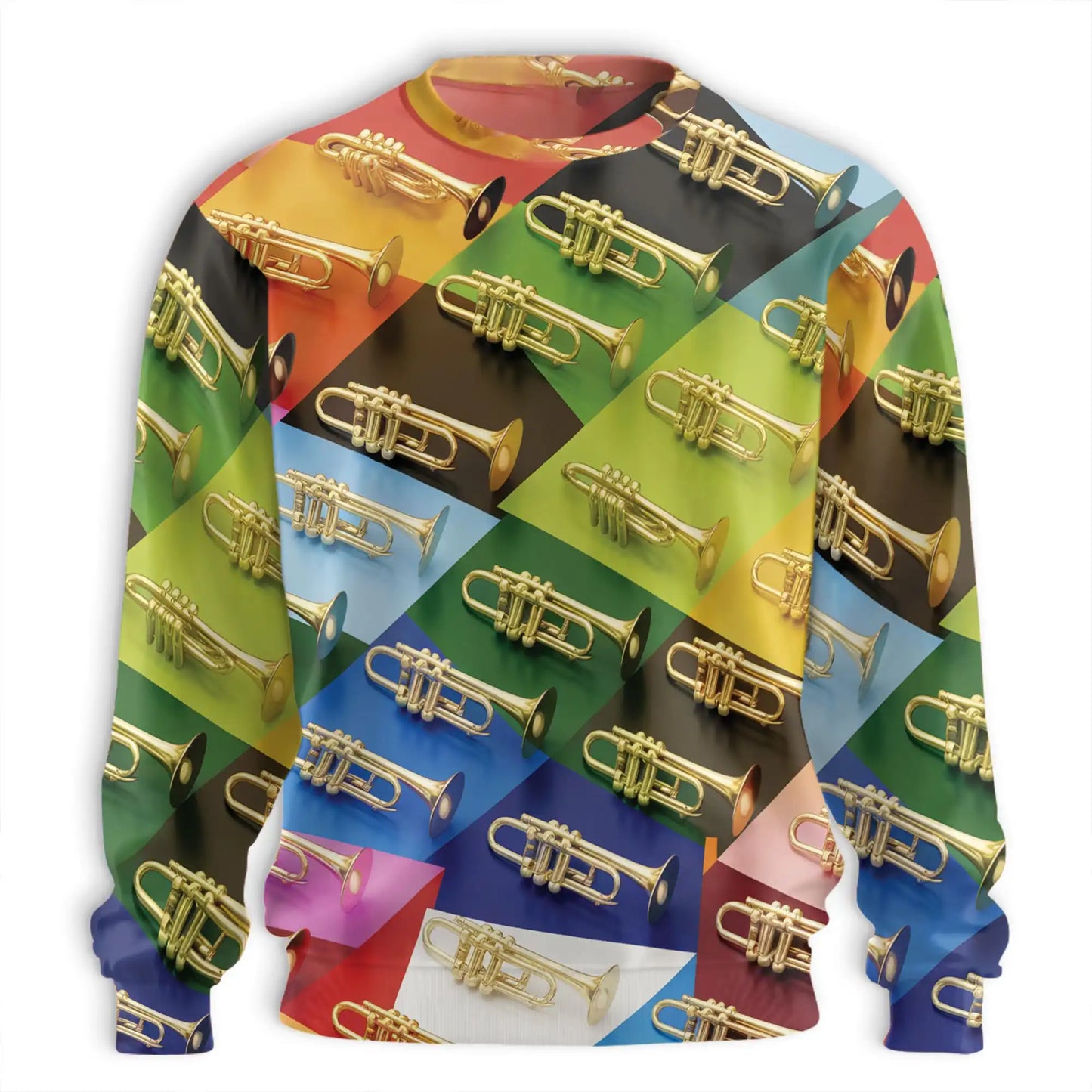 Colorful Geometric Trumpet Sweatshirt – Colorful Graphic 3D All Over Print Design