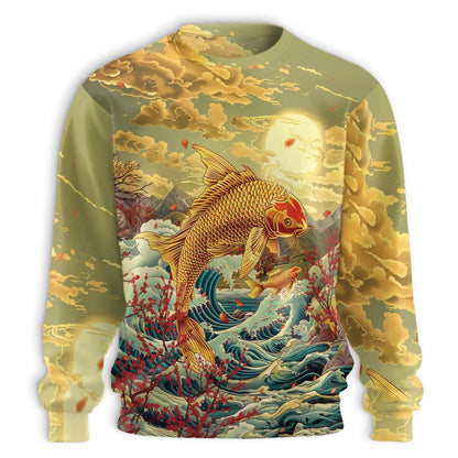 Japanese Koi Fish Sweatshirt – Colorful Graphic 3D All Over Print Design