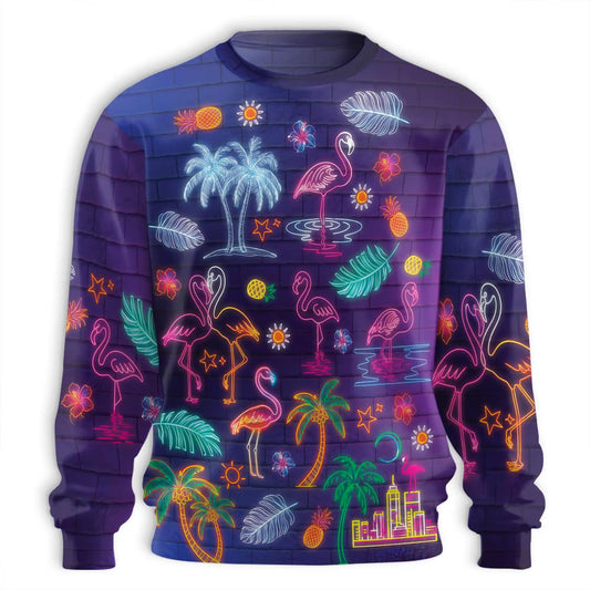 Neon Tropical Flamingo Sweatshirt – Tropical 3D All Over Print Design
