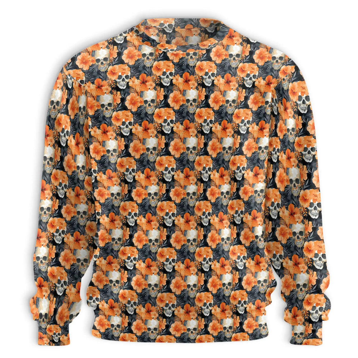 Orange Skull Sweatshirt – Colorful Graphic 3D All Over Print Design