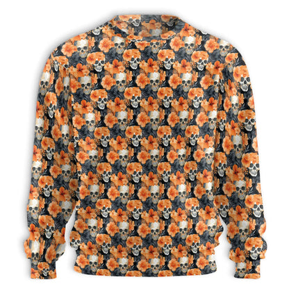 Orange Skull Sweatshirt – Colorful Graphic 3D All Over Print Design