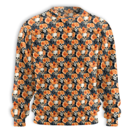 Orange Skull Sweatshirt – Colorful Graphic 3D All Over Print Design