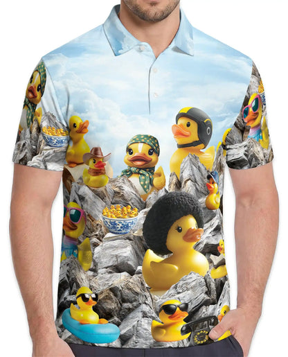 Funny Rubber Duck Polo Shirt - Quirky Duck Adventure Novelty Design | Azhawaiian