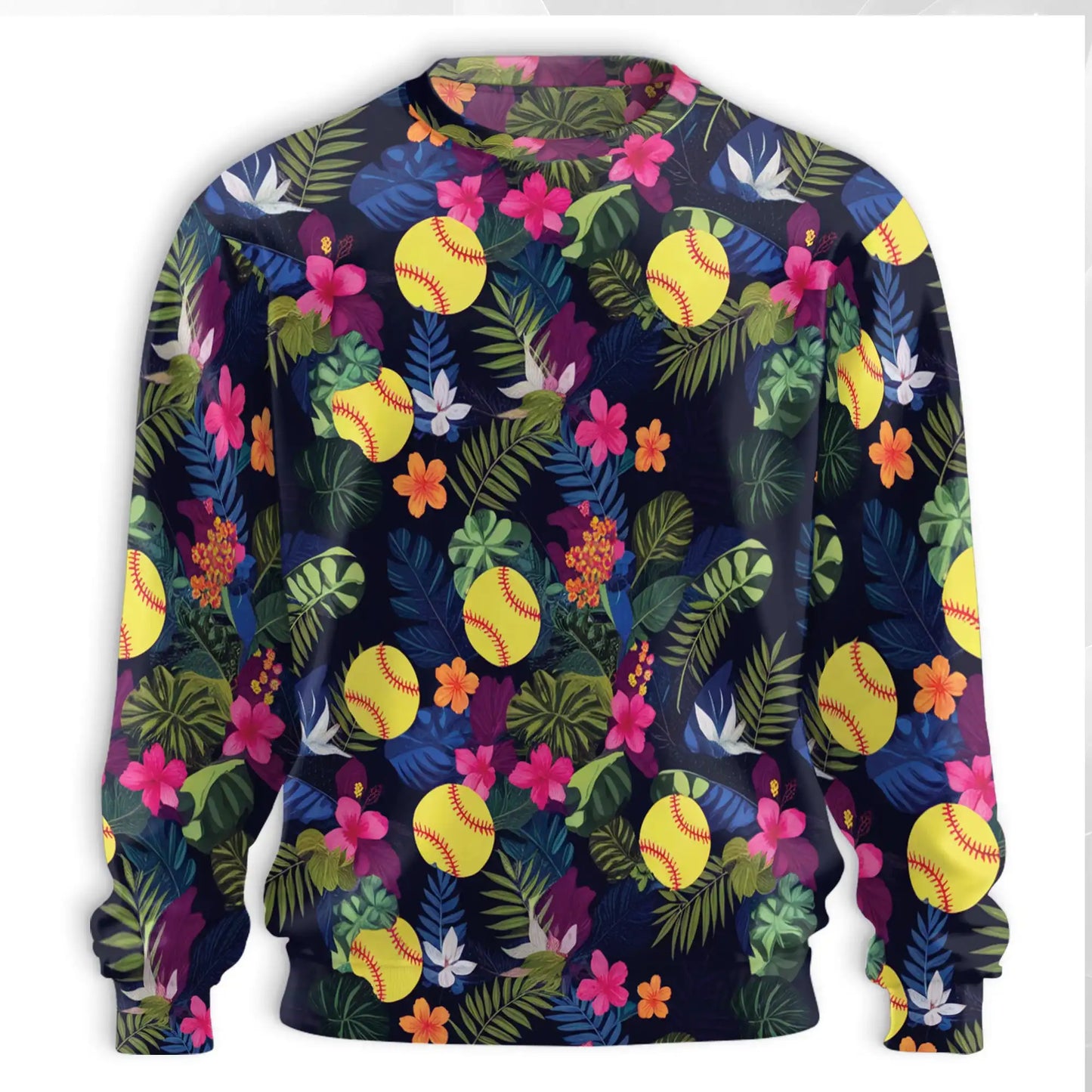 Softball Hibiscus Sweatshirt – Colorful Graphic 3D All Over Print Design
