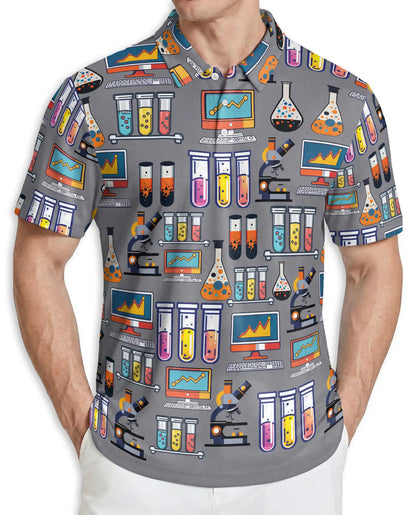 Science Lab Pattern Polo Shirt | Azhawaiian