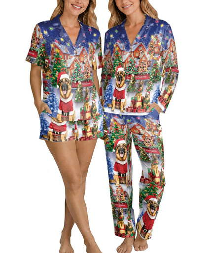 German Shepherd Christmas Pajama Set for Women – Santa Dog Print