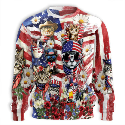 Independence Day Cute Kittens Sweatshirt – Colorful Graphic 3D All Over Print Design