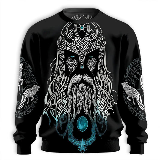 Viking Odin Medieval Sweatshirt – Colorful Graphic 3D All Over Print Design