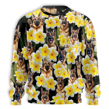 Plumeria German Shepherd Sweatshirt – Tropical 3D All Over Print Design