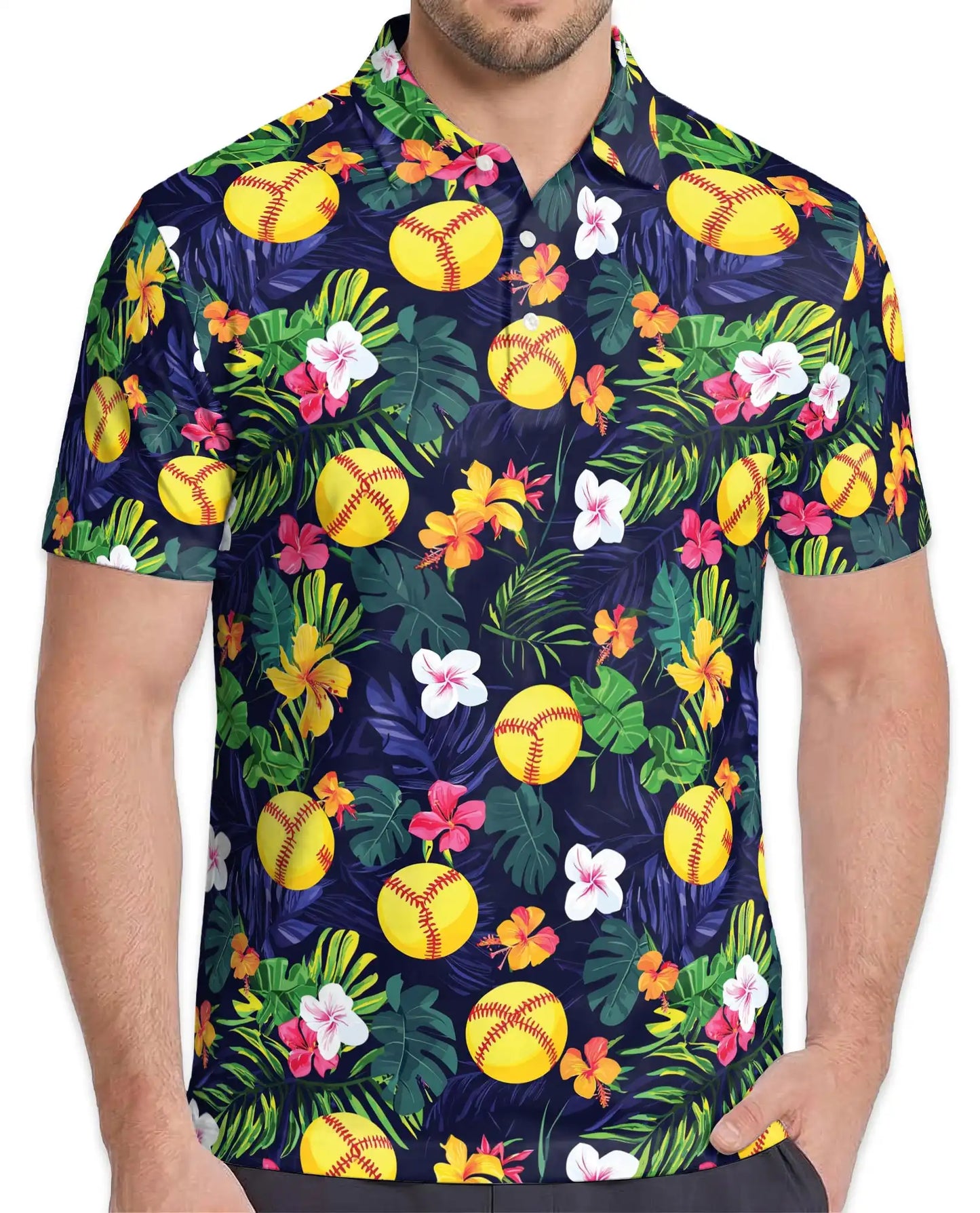 Tropical Softball Polo Shirt - Hawaiian Sports Summer Style | Azhawaiian